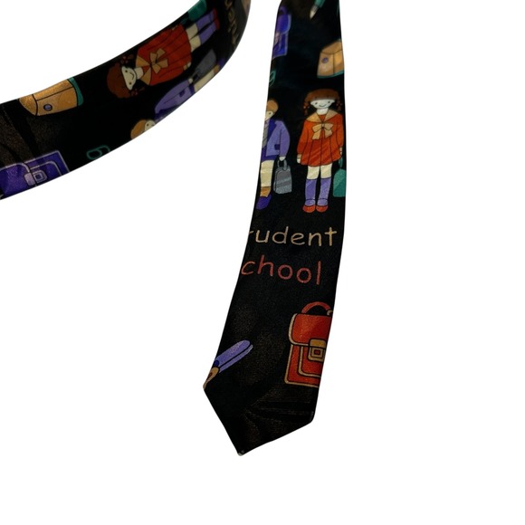 Steven Harris School Theme Necktie Mens Student Crayon Pencil Bag‎ Novelty Tie - Picture 4 of 6
